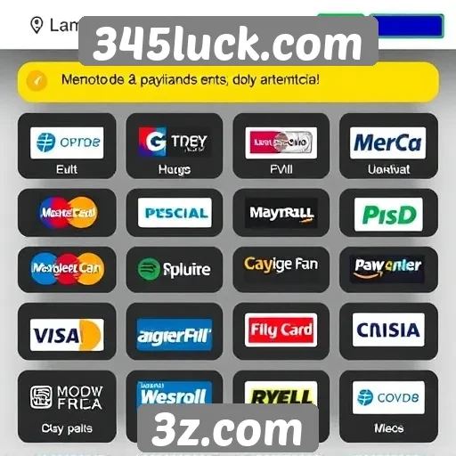 Métodos de pagamento disponíveis no 345luck