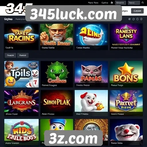 Variedade de jogos disponíveis em 345luck.com